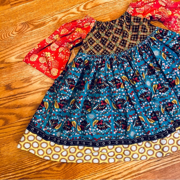 Pish Posh Girls Mixed Print Long Sleeve Cotton Dress Size 4T Matilda Jane Style - Picture 3 of 14